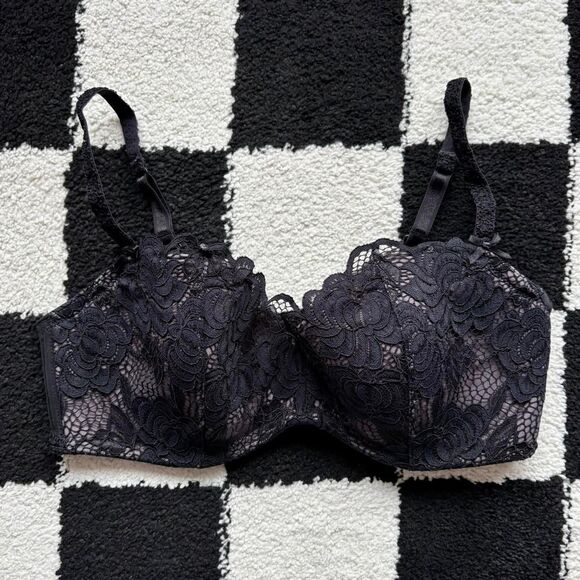 NWOT Adore Me Black Lace Bra 34DD - Picture 1 of 4